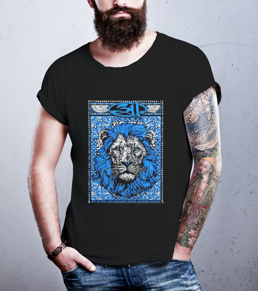 311 Live At Pine Knob Music Theatre July 30 2026 Lion Artwork Clarkson Michigan T-Shirt