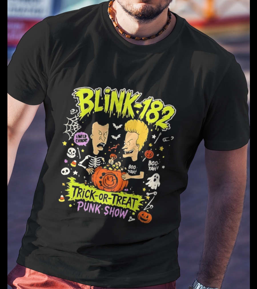 Blink 182 Beavis And Butt Head Halloween Trick Or Treat Punk Show T-Shirt