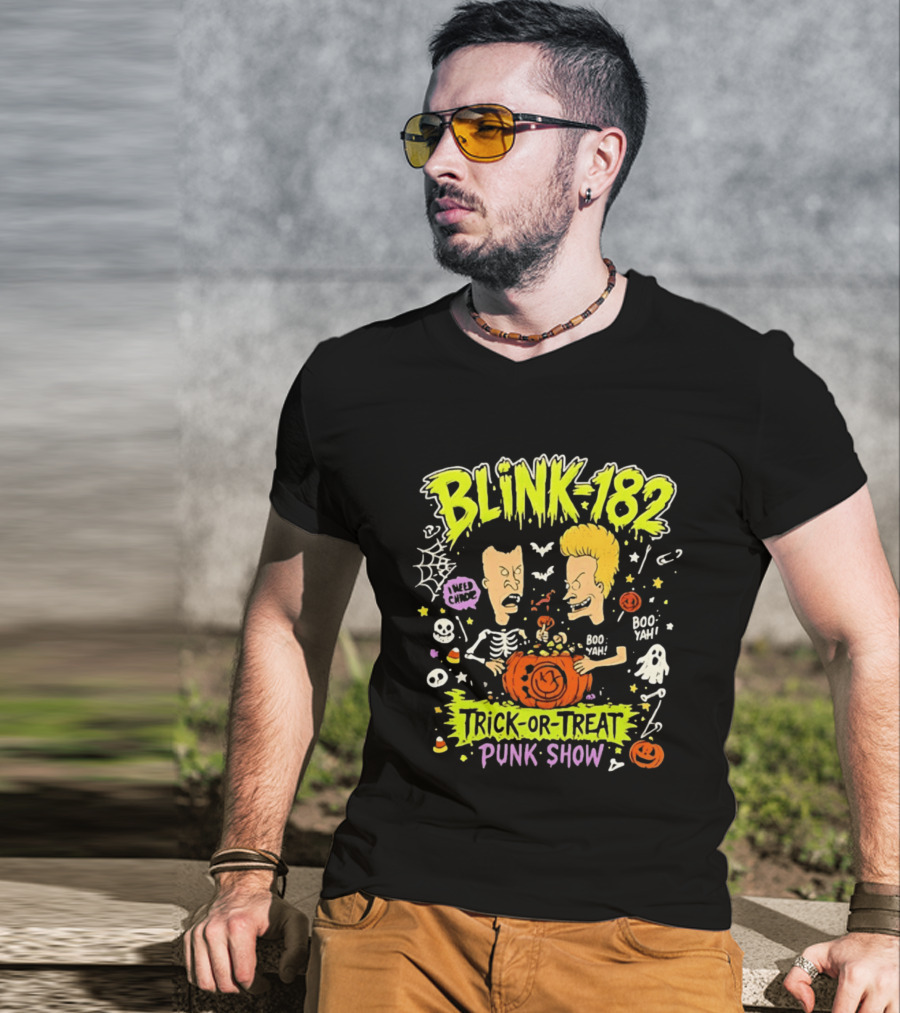Blink 182 Beavis And Butt Head Halloween Trick Or Treat Punk Show T-Shirt