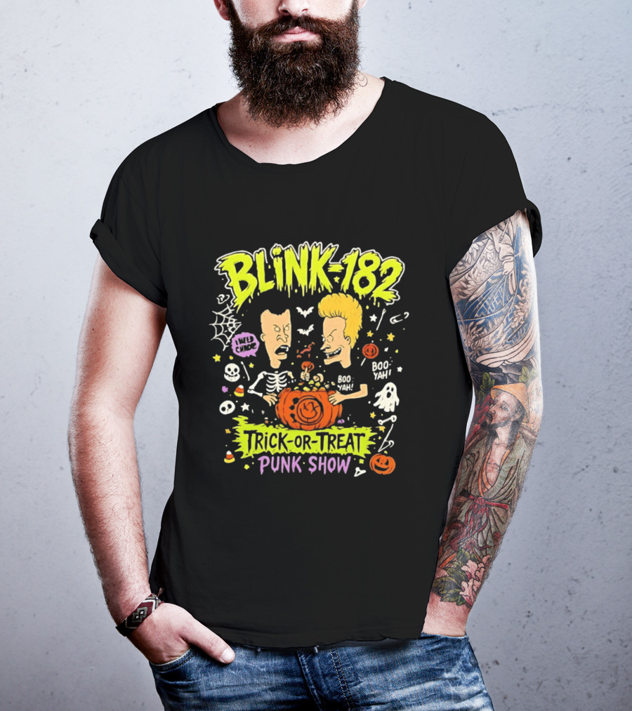 Blink 182 Beavis And Butt Head Halloween Trick Or Treat Punk Show T-Shirt