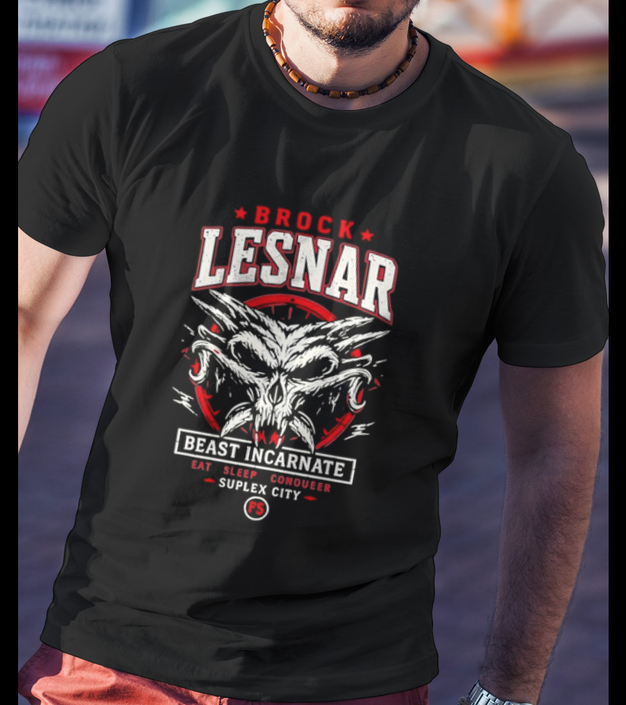 Brock Lesnar Beast Incarnate Eat Sleep Conquer Suplex City Skull Motif T-Shirt