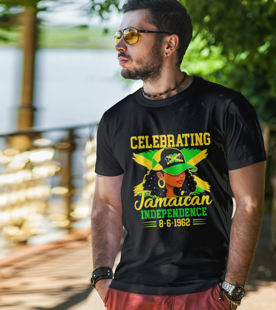 Celebrating Jamaican Independence 1962 Hat Woman And Flag 8 6 1962 T-Shirt