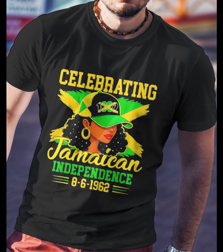 Celebrating Jamaican Independence 1962 Hat Woman And Flag 8 6 1962 T-Shirt