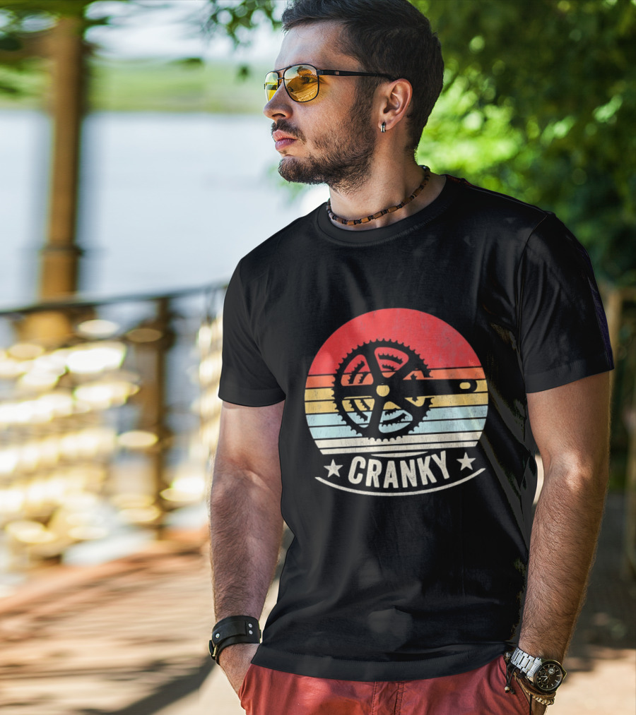 Cranky Sunset Bike Crank Retro Vintage Cycling T-Shirt