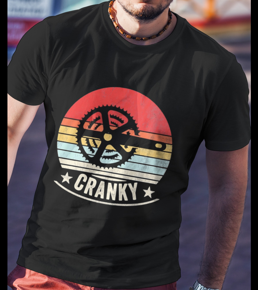 Cranky Sunset Bike Crank Retro Vintage Cycling T-Shirt