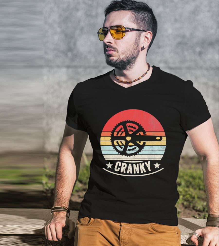 Cranky Sunset Bike Crank Retro Vintage Cycling T-Shirt