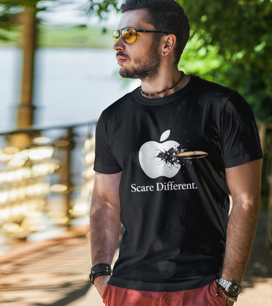 Scare Different Apple Bullet Hole Explosion T-Shirt