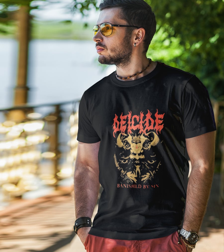Deicide Banished By Sin Skull And Horns Death Metal T-Shirt
