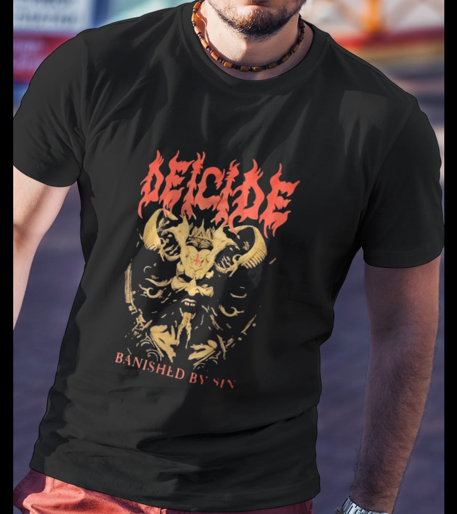 Deicide Banished By Sin Skull And Horns Death Metal T-Shirt
