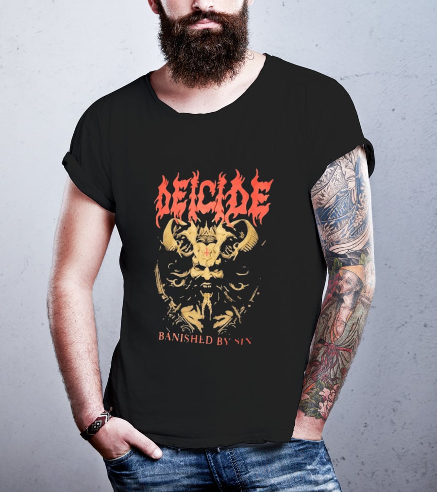 Deicide Banished By Sin Skull And Horns Death Metal T-Shirt