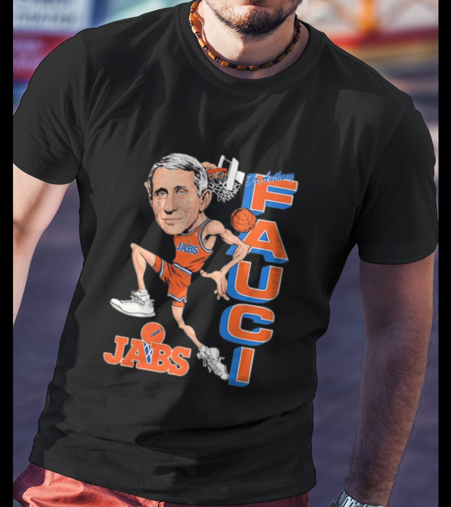 Dr Anthony Fauci Jabs Basketball Slam Dunk Caricature T-Shirt