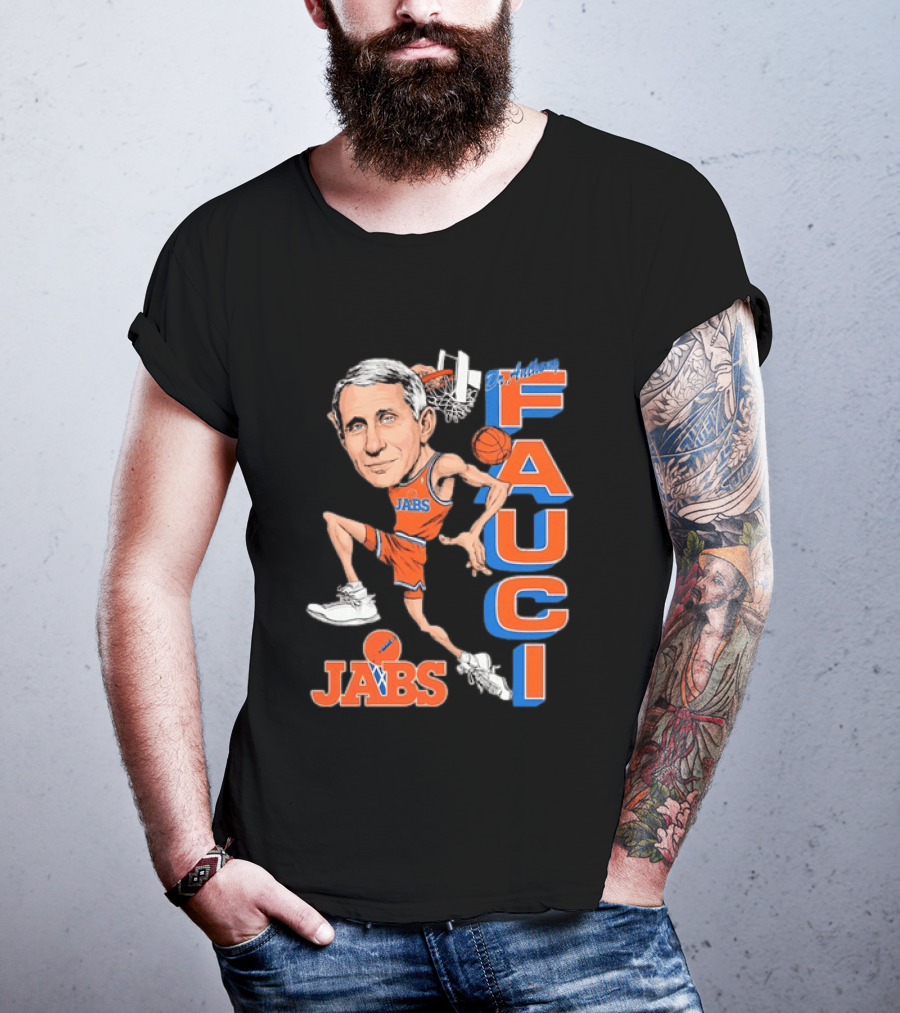 Dr Anthony Fauci Jabs Basketball Slam Dunk Caricature T-Shirt
