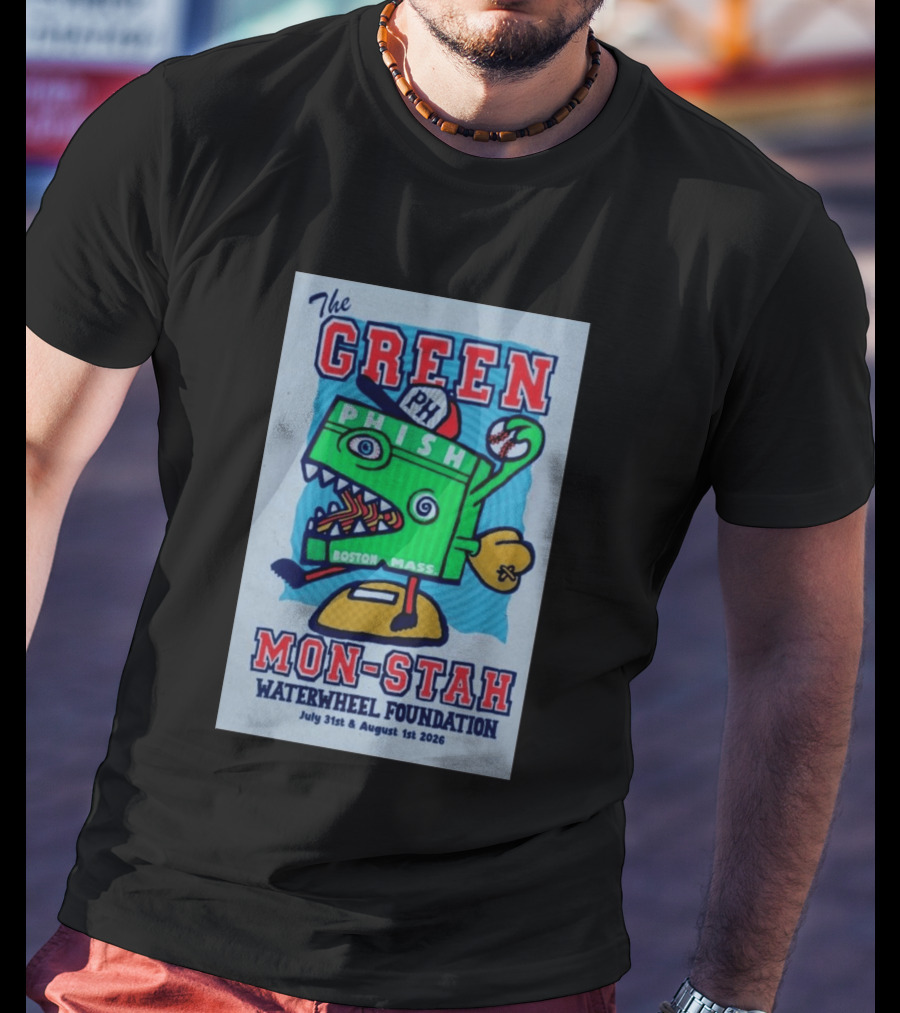 The WaterWheel Foundation The GREEN MON STAH Phish Fenway Park Boston July 31st August 1st 2026 T-Shirt