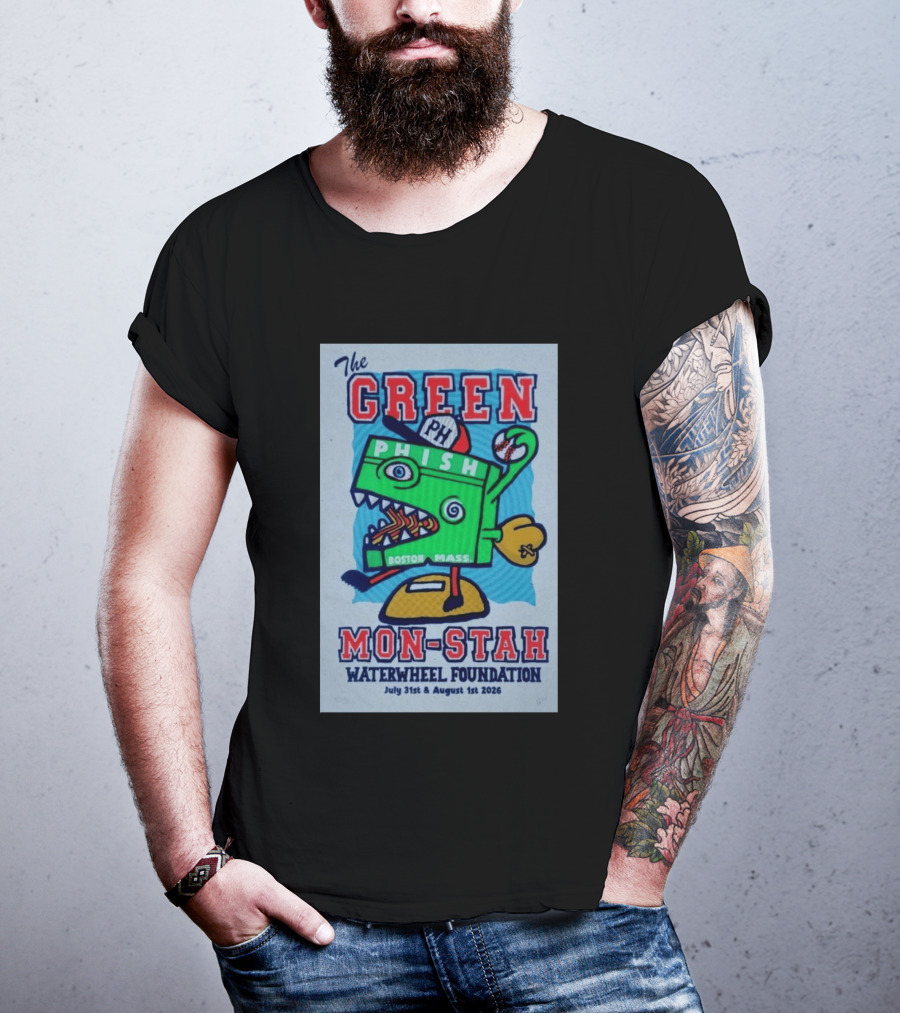 The WaterWheel Foundation The GREEN MON STAH Phish Fenway Park Boston July 31st August 1st 2026 T-Shirt