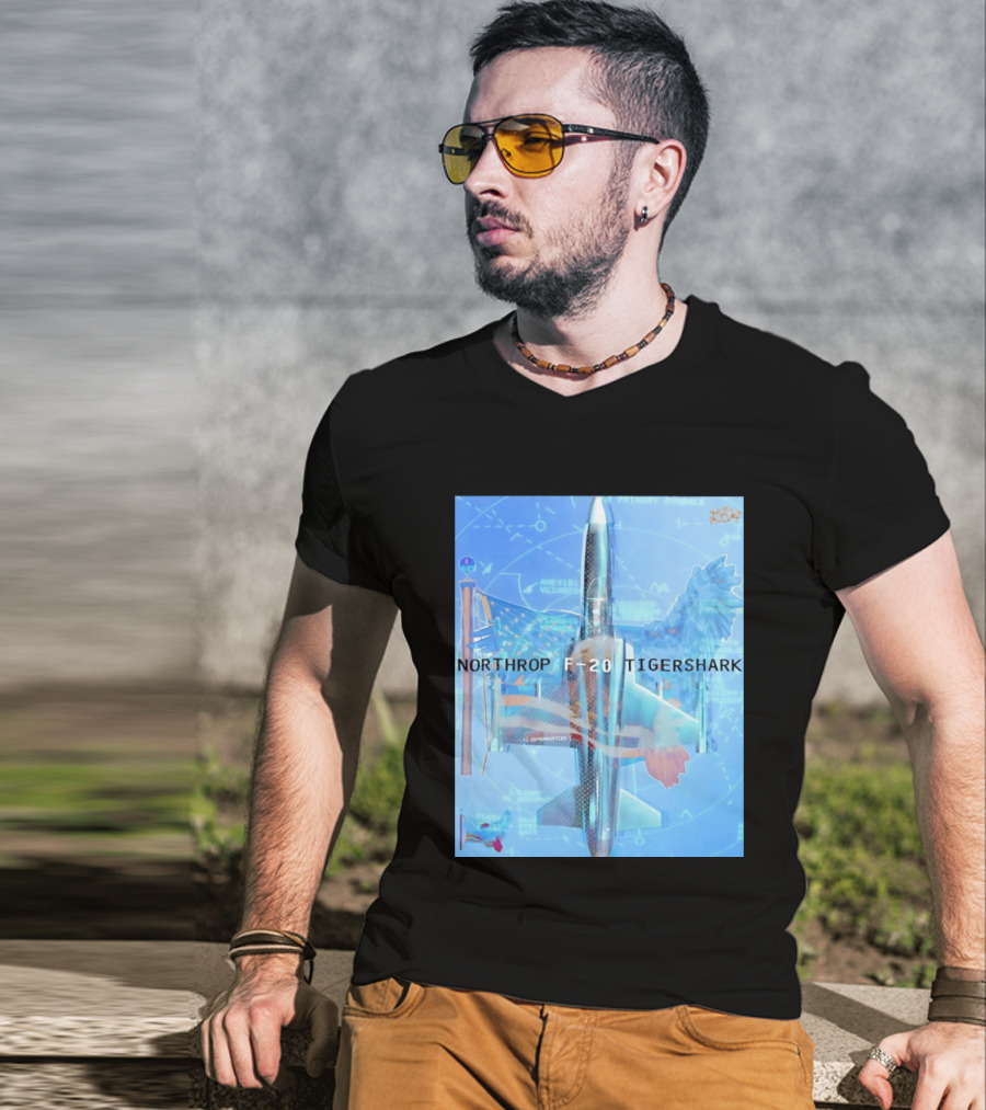 Northrop F 20 Tigershark Fighter Jet Aviation Digital Art And Aerospace T-Shirt