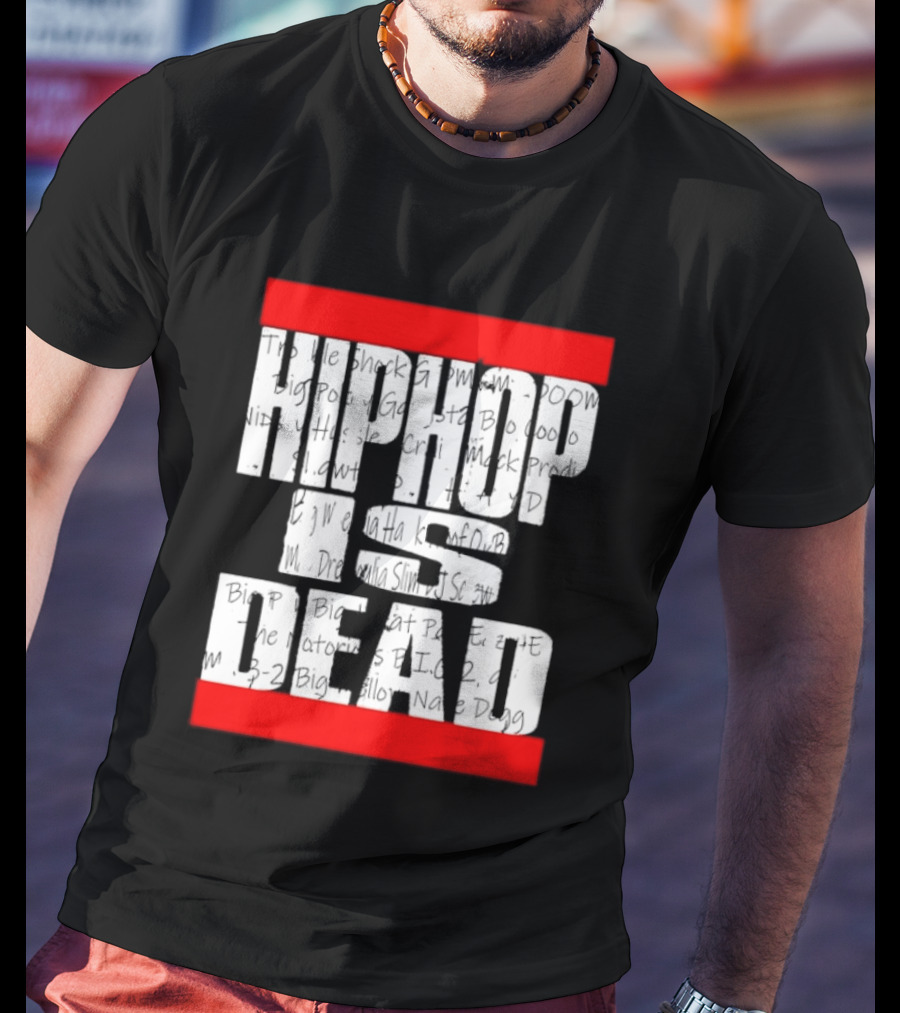 Hip Hop Is Dead White Text With Red Bars T-Shirt