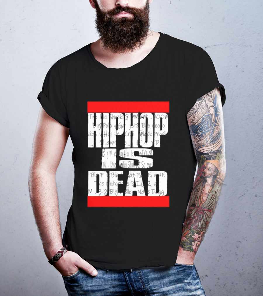 Hip Hop Is Dead White Text With Red Bars T-Shirt