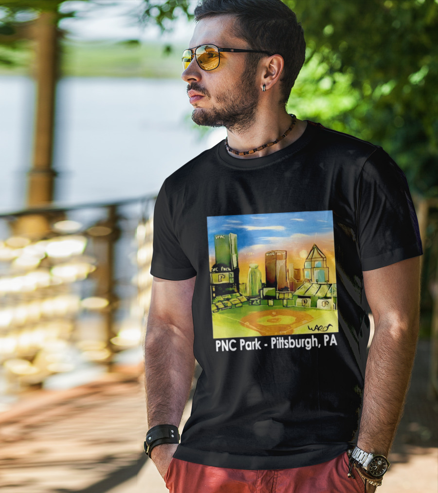 PNC Park Pittsburgh PA Baseball Skyline Art Print T-Shirt