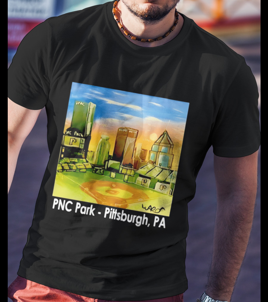 PNC Park Pittsburgh PA Baseball Skyline Art Print T-Shirt