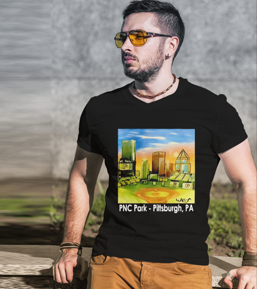 PNC Park Pittsburgh PA Baseball Skyline Art Print T-Shirt