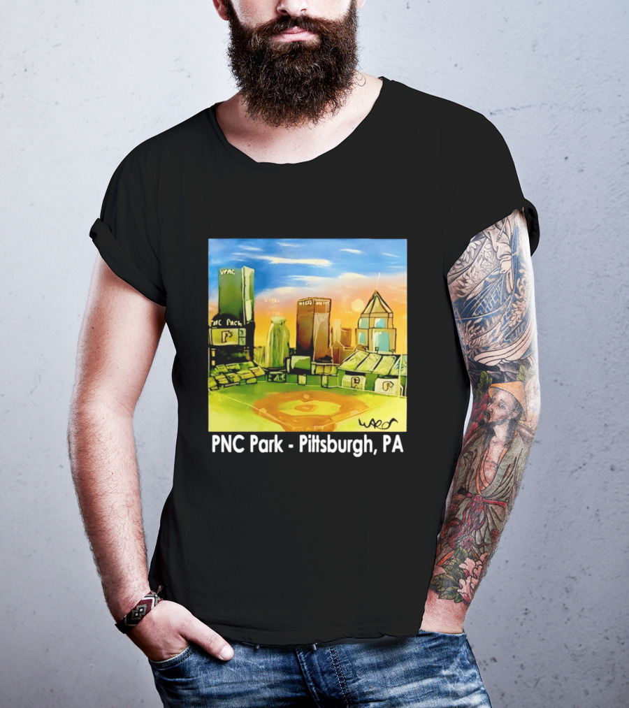 PNC Park Pittsburgh PA Baseball Skyline Art Print T-Shirt