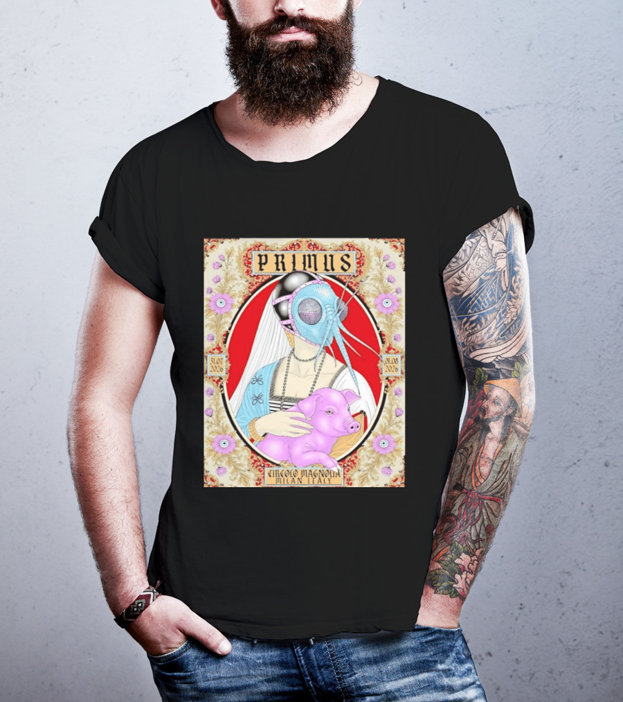 Primus Circolo Magnolia Milan Italy July August 2026 Concert Floral T-Shirt