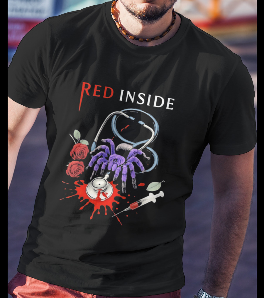 Red Inside Purple Tarantula Stethoscope Syringe Roses T-Shirt
