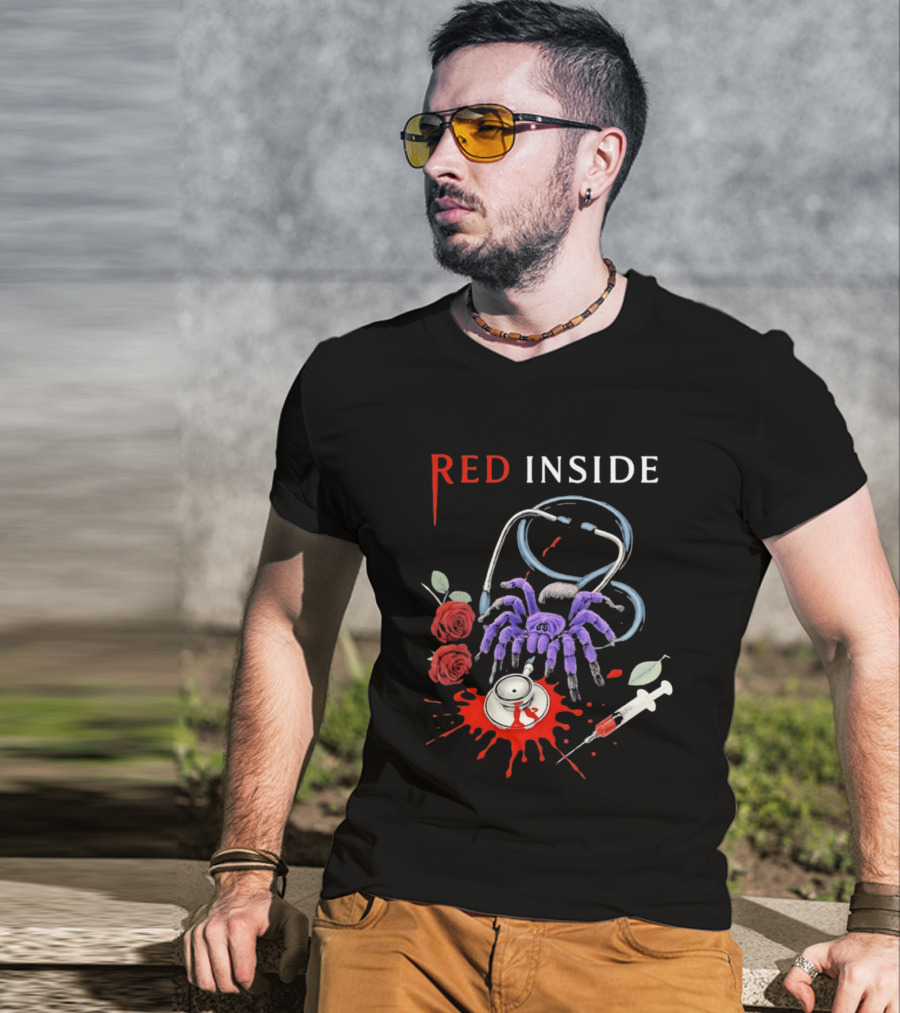 Red Inside Purple Tarantula Stethoscope Syringe Roses T-Shirt