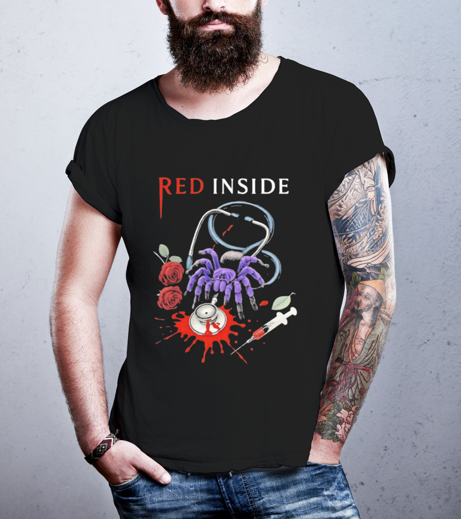 Red Inside Purple Tarantula Stethoscope Syringe Roses T-Shirt