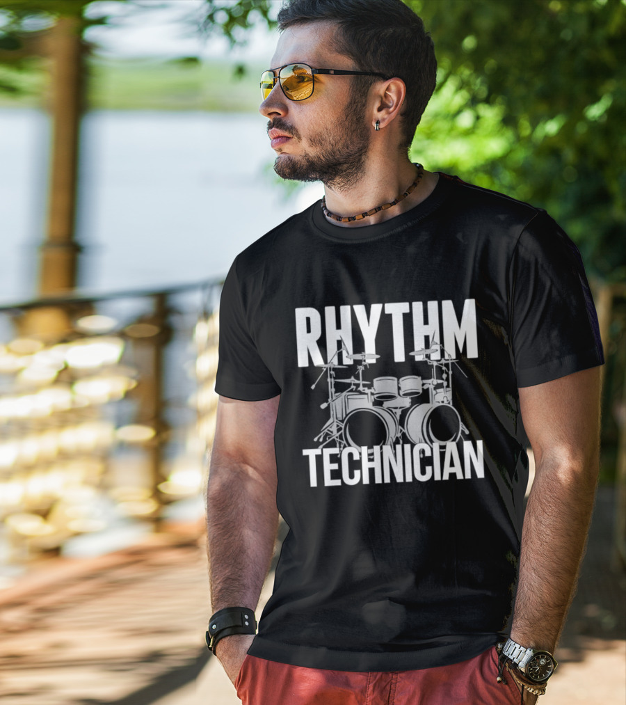 Rhythm Technician Drummer Drums Percussion T-Shirt