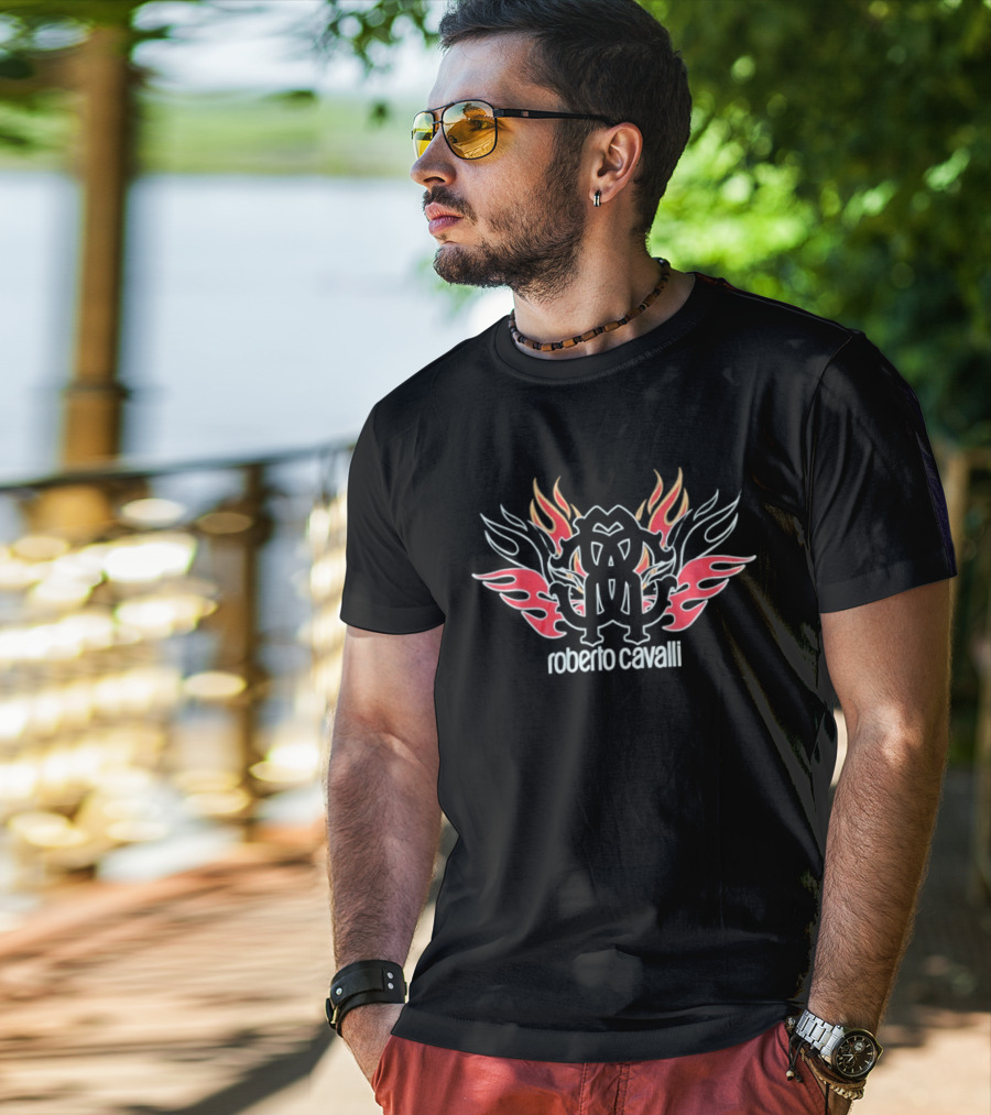 Roberto Cavalli Flaming Logo Fashion T-Shirt