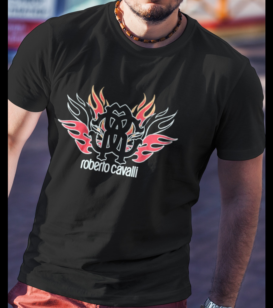 Roberto Cavalli Flaming Logo Fashion T-Shirt