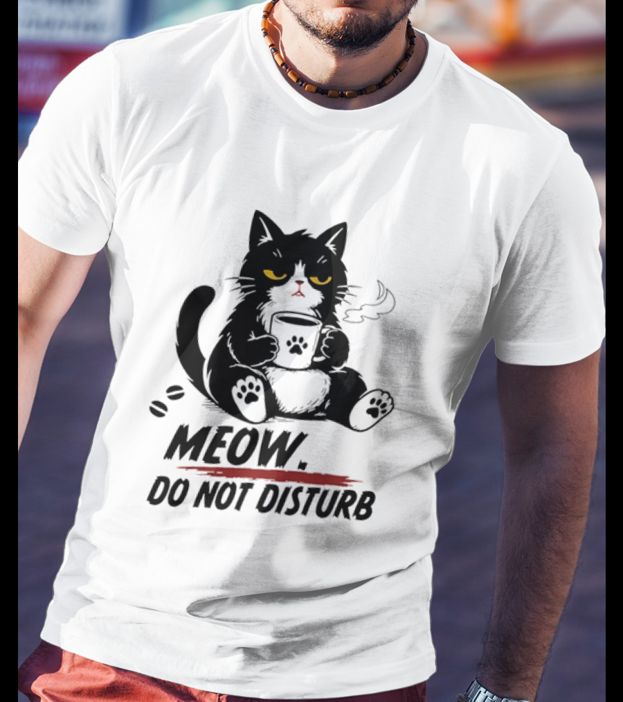 Meow Do Not Disturb Grumpy Cat Coffee Paw Stamp Vapor T-Shirt