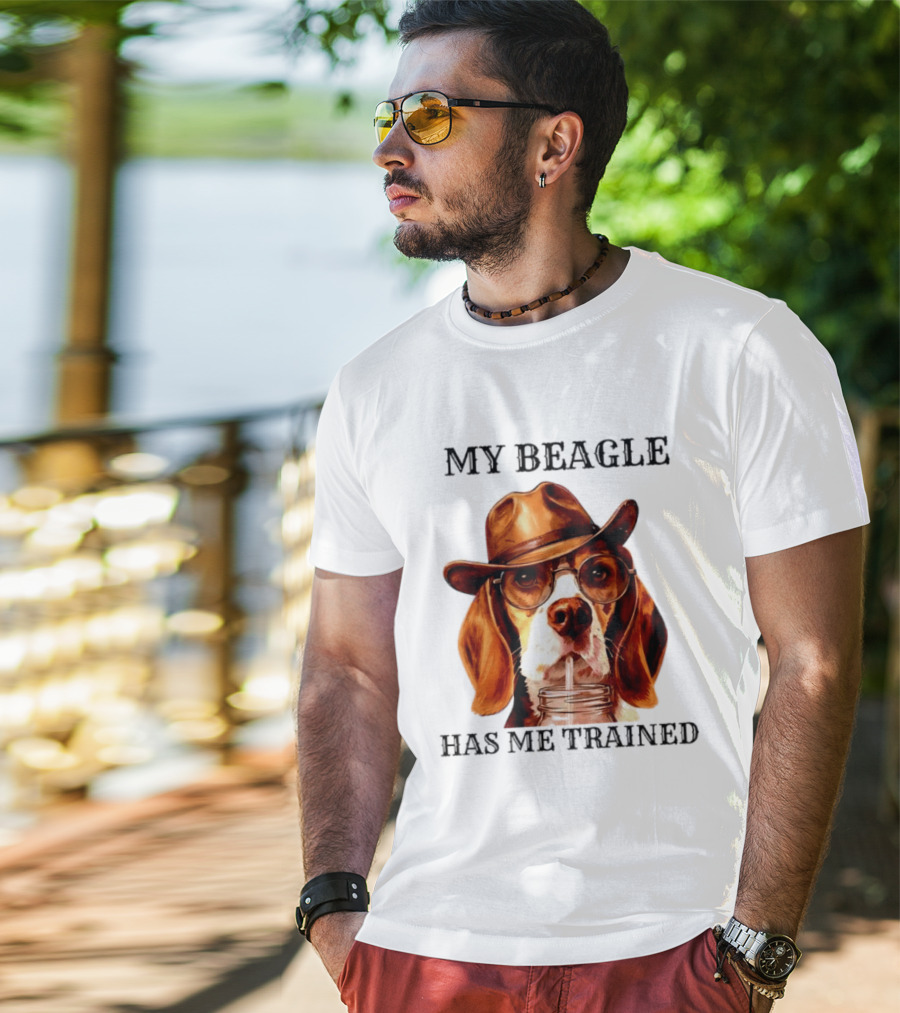 My Beagle Has Me Trained Cowboy Beagle With Hat And Glasses T-Shirt