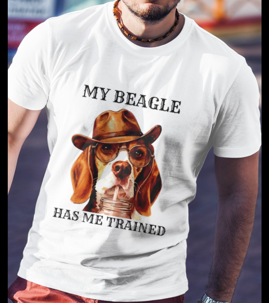 My Beagle Has Me Trained Cowboy Beagle With Hat And Glasses T-Shirt