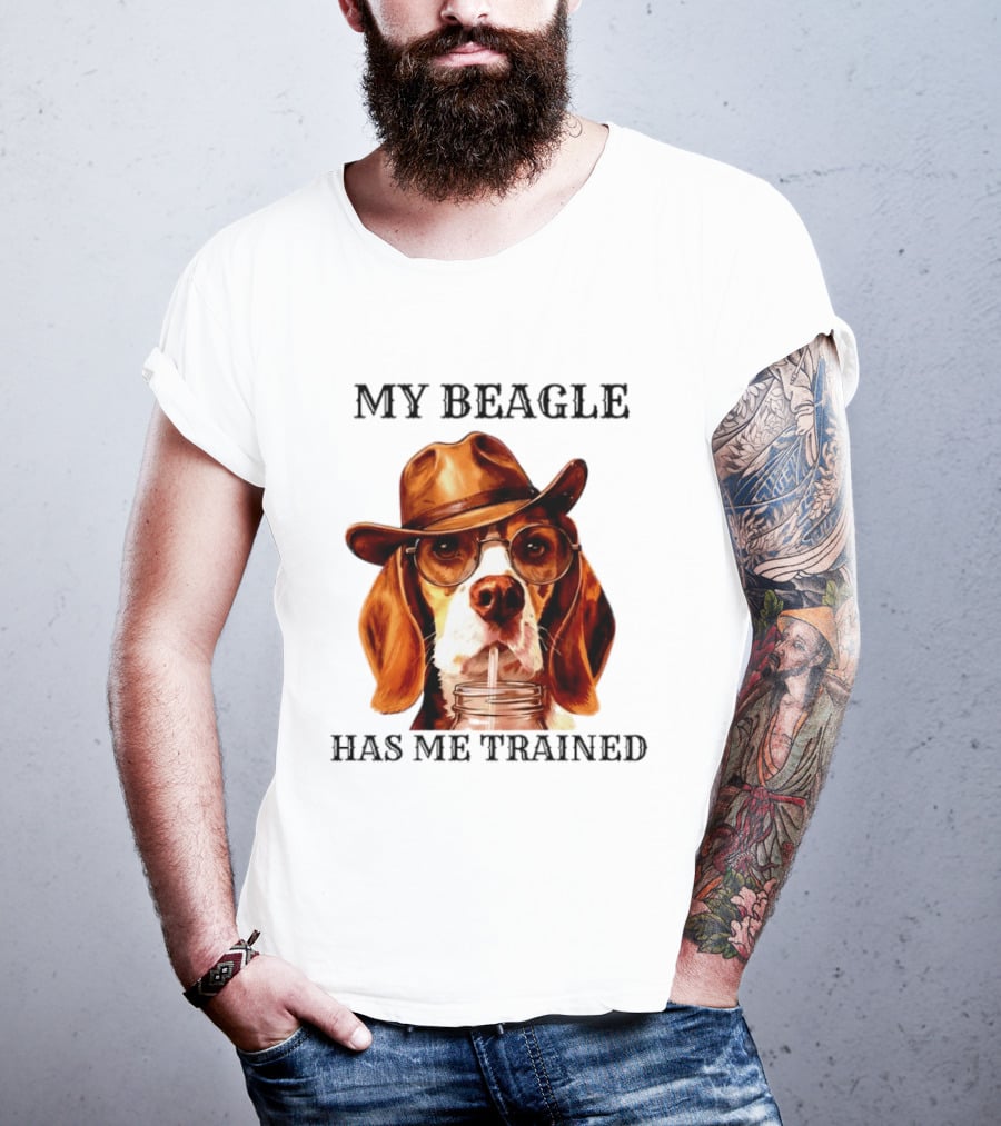 My Beagle Has Me Trained Cowboy Beagle With Hat And Glasses T-Shirt