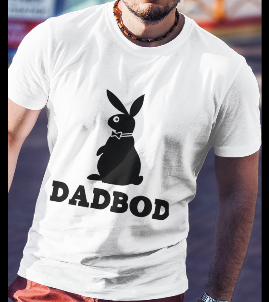 Dadbod Bunny Rabbit Dad Bod Fatherhood Humor Bow Tie T-Shirt