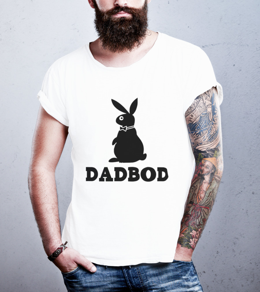 Dadbod Bunny Rabbit Dad Bod Fatherhood Humor Bow Tie T-Shirt