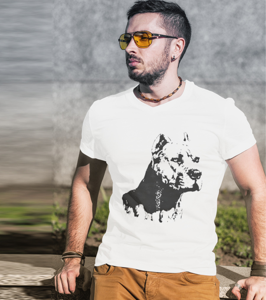Distressed Pit Bull Dog Face Art For Dog Lovers T-Shirt