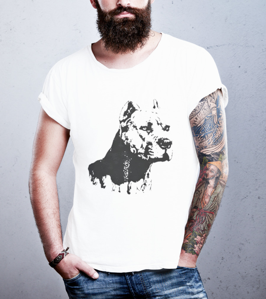 Distressed Pit Bull Dog Face Art For Dog Lovers T-Shirt