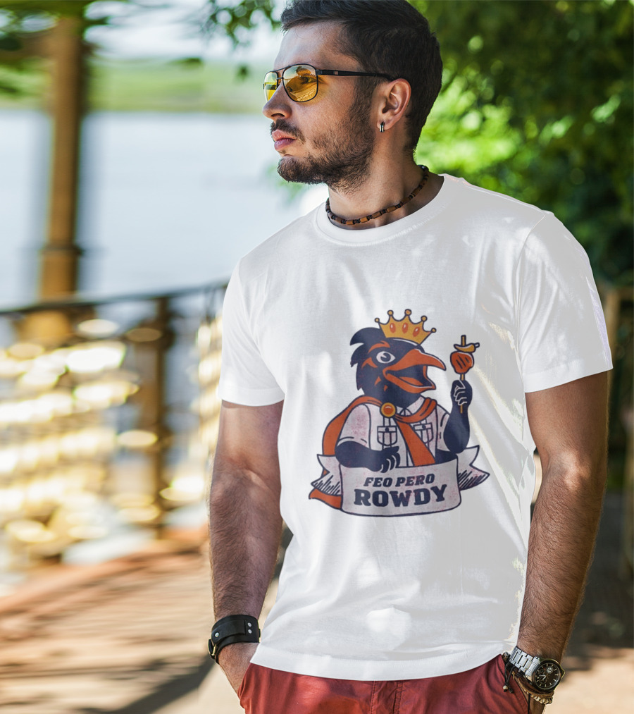 Feo Pero Rowdy Distressed Crow King Feopero With Skewer And Crown T-Shirt