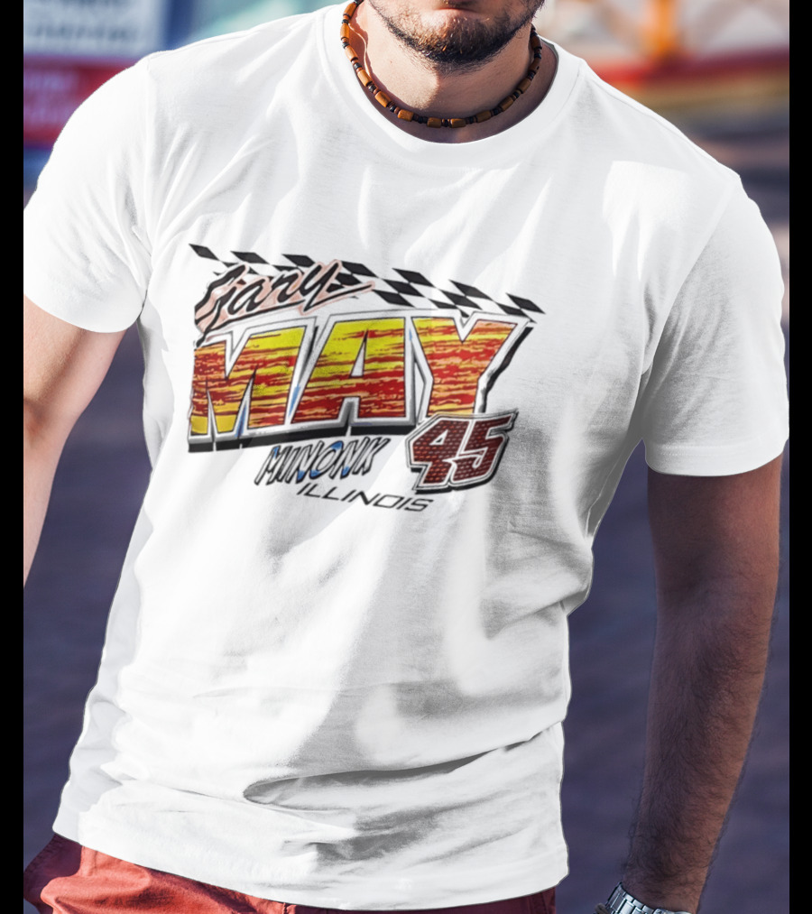 Gary May 45 Minonk Illinois Racing Motorsports Checkerboard T-Shirt