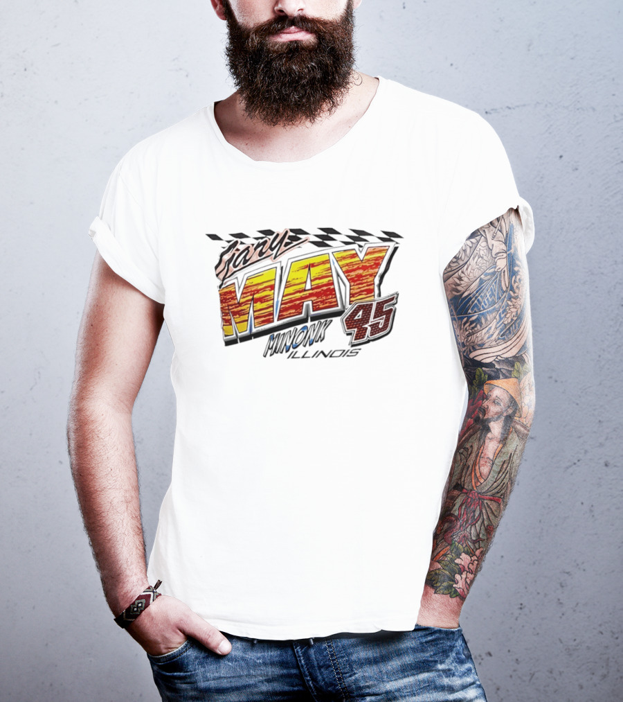 Gary May 45 Minonk Illinois Racing Motorsports Checkerboard T-Shirt