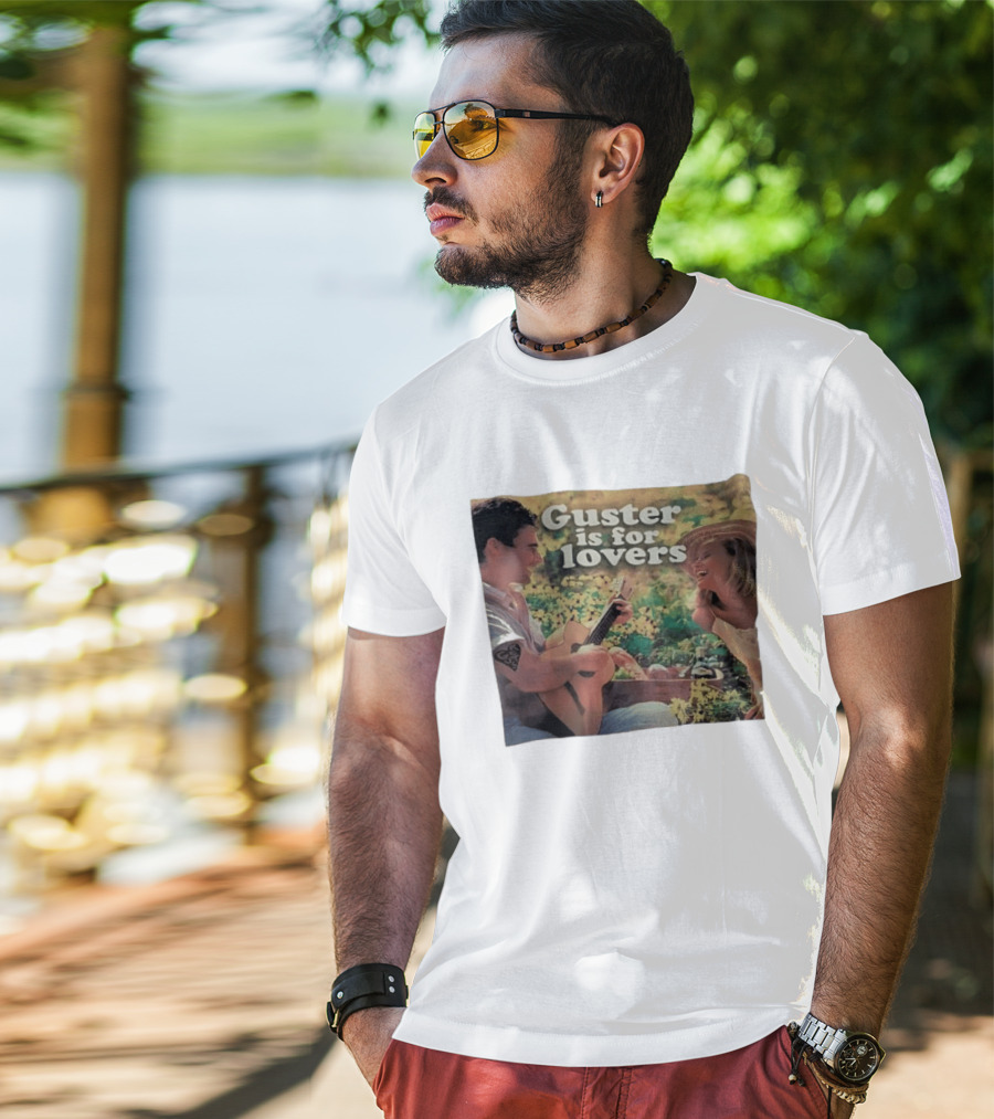 Guster Is For Lovers Romantic Picnic Scene With Guitar And Smiling Couple T-Shirt