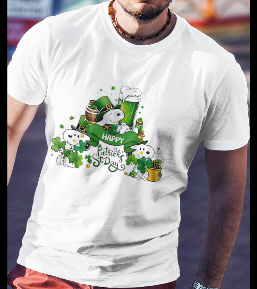 Snoopy St Patrick's Day Peanuts Shamrock Happy T-Shirt