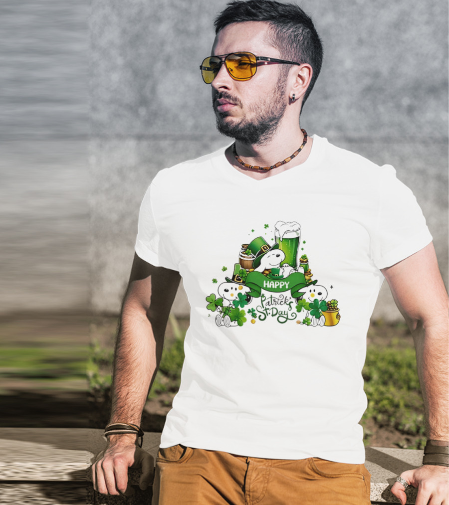 Snoopy St Patrick's Day Peanuts Shamrock Happy T-Shirt
