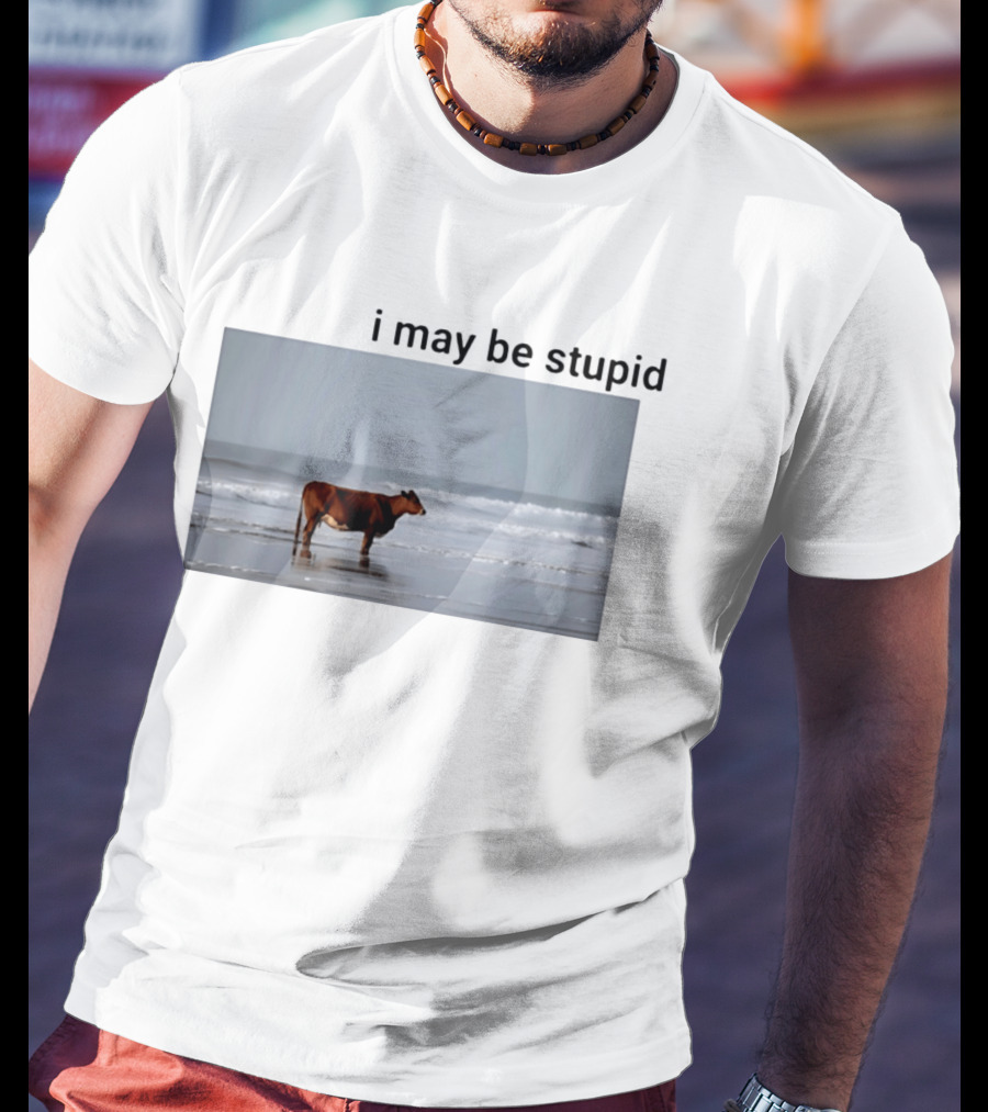 I May Be Stupid Cow At The Beach T-Shirt