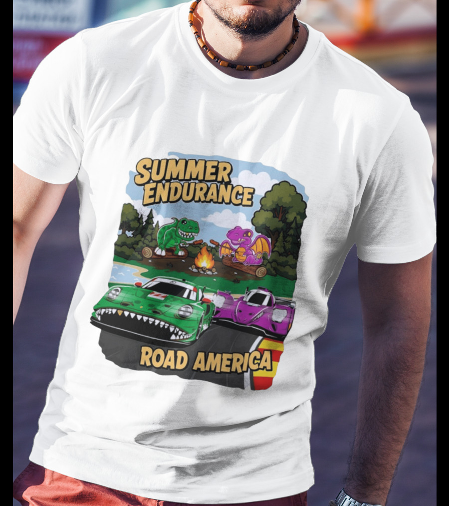 Summer Endurance Road America Racing With Dinosaurs And Dragons T-Shirt