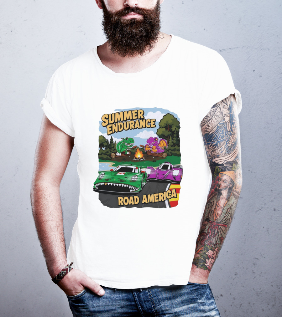 Summer Endurance Road America Racing With Dinosaurs And Dragons T-Shirt