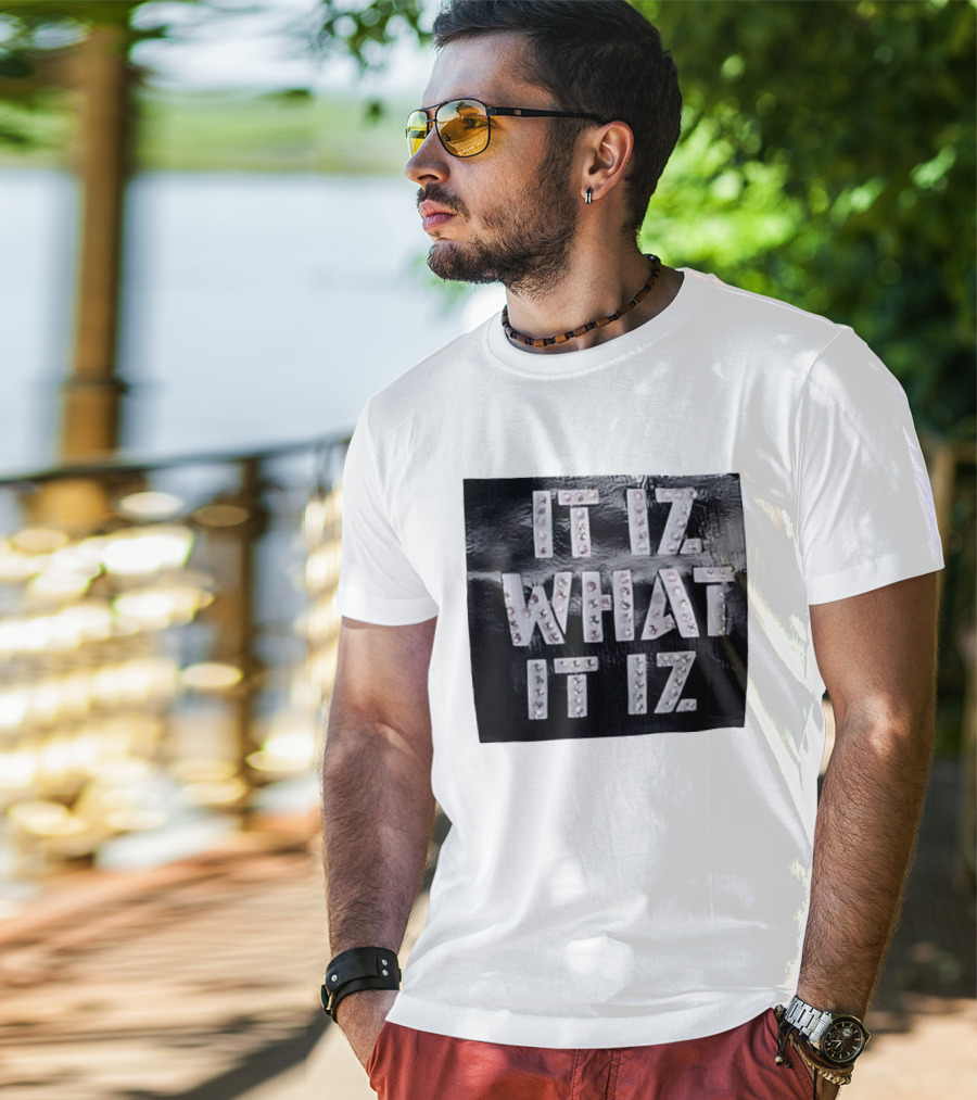 It Iz What It Iz Rhinestone Sparkly Slang Black T-Shirt
